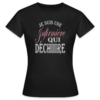 Cadeau original infirmière - Meilleure infirmière - T-shirt Femme - noir - Devant - AI Model Female 172 dark (172cm)