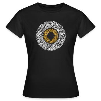 Typografische Vinyl-Schallplatte mit Hardcore-Musikstilen - Frauen T-Shirt - Schwarz - Vorne - AI Model Female 172 dark (172cm)