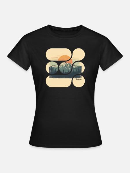 Jacaranda Retro Berglandschaft - Frauen T-Shirt - Schwarz