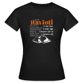 Raviolis - La recette - T-shirt Femme - noir - Devant - AI Model Female 172 dark (172cm)