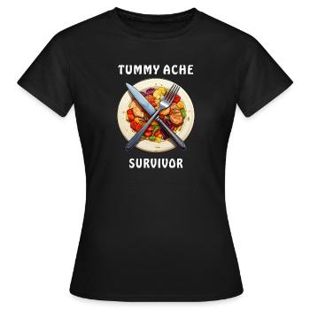 SPEISETELLER Tummy Ache Survivor - Frauen T-Shirt - Schwarz - Vorne - AI Model Female 172 dark (172cm)
