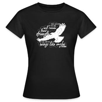 Isaiah 40 31 - soar on wings like eagles Lettering - Frauen T-Shirt - Schwarz - Vorne - AI Model Female 172 dark (172cm)
