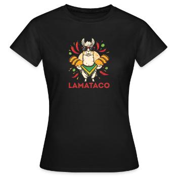 LamaTaco Fiesta Llama - Frauen T-Shirt - Schwarz - Vorne - AI Model Female 172 dark (172cm)