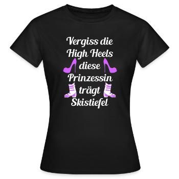 La princesse porte des chaussures de ski – Ski Saying Women - T-shirt Femme - noir - Devant - AI Model Female 172 dark (172cm)