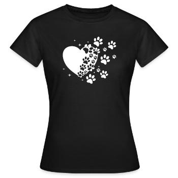 Pawprint Heart Stardust - Women's T-Shirt - black - Front - AI Model Female 172 dark (172cm)