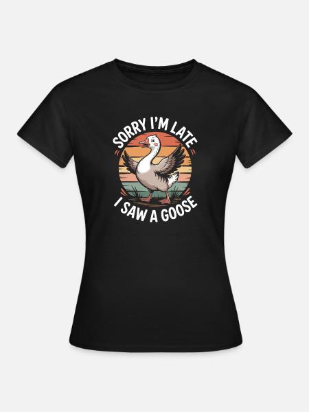Gänsewitz Retro Sonnenuntergang - Frauen T-Shirt - Schwarz