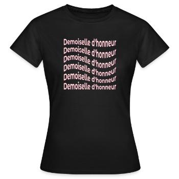Demoiselle d'honneur Mariée - T-shirt Femme - noir - Devant - AI Model Female 172 dark (172cm)