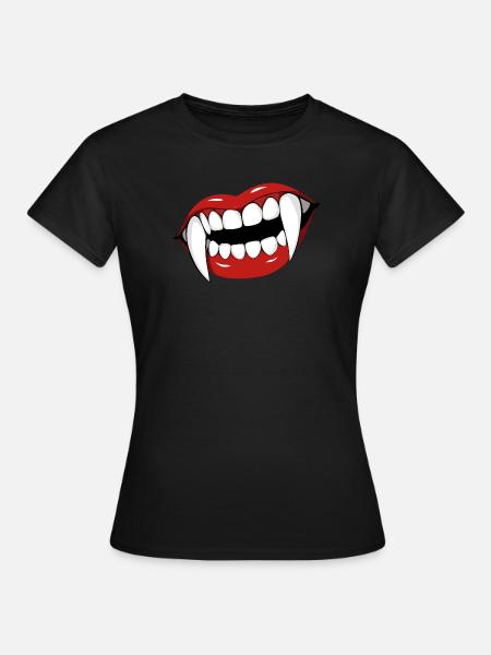 Vampirlippen Popart Halloween Party - Frauen T-Shirt - Schwarz