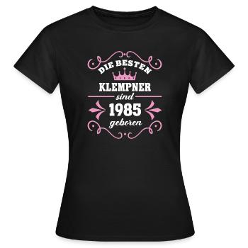 Plumber Birthday 1985 Vintage Plumbing Born - Women's T-Shirt - black - Front - AI Model Female 172 dark (172cm)