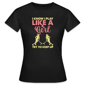 Hockey Eishockey Eishockeyspieler Geschenk - Women's T-Shirt - black - Front - AI Model Female 172 dark (172cm)