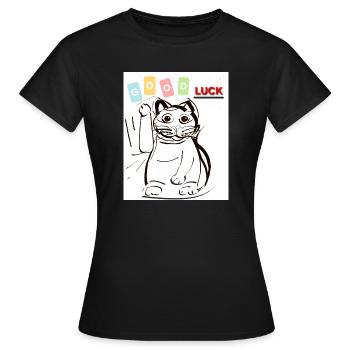 Winkekatze good luck  - Frauen T-Shirt - Schwarz - Vorne - AI Model Female 172 dark (172cm)