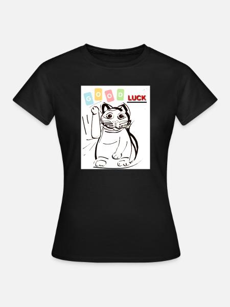 Winkekatze good luck - Frauen T-Shirt - Schwarz