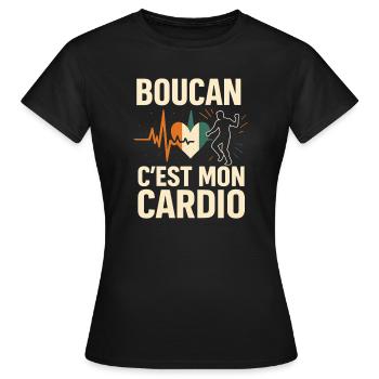 Boucan c'est mon cardio – Humor ivoirien - Frauen T-Shirt - Schwarz - Vorne - AI Model Female 172 dark (172cm)