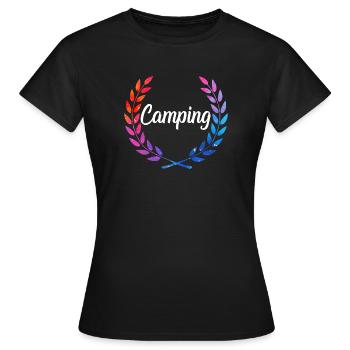 Camping Farblaurel Script - Frauen T-Shirt - Schwarz - Vorne - AI Model Female 172 dark (172cm)