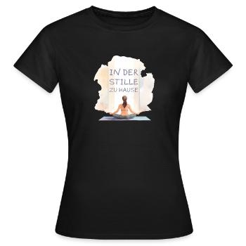 En silence à la maison Yoga Design - T-shirt Femme - noir - Devant - AI Model Female 172 dark (172cm)