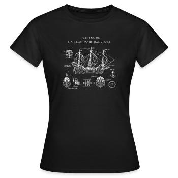 Galleon Blueprint Sail Ship - Women's T-Shirt - black - Front - AI Model Female 172 dark (172cm)