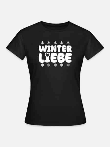 Winter Liebe Herz - Frauen T-Shirt - Schwarz
