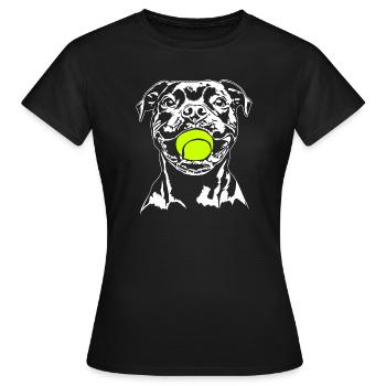Staffordshire Bull Terrier Ball Junkie Wilsigns - T-shirt Femme - noir - Devant - AI Model Female 172 dark (172cm)