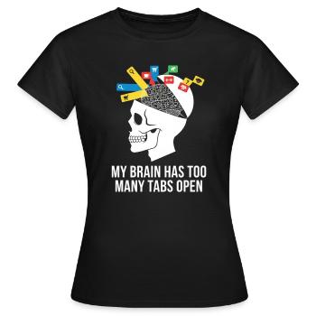 Tabs Open Skull Brain Meme - Women's T-Shirt - black - Front - AI Model Female 172 dark (172cm)