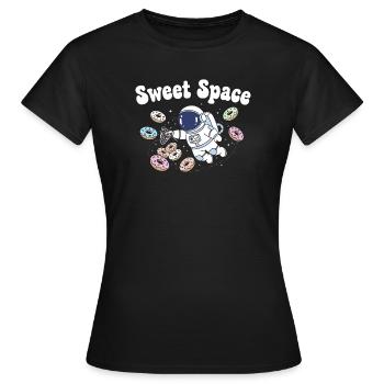 Voyage dans l’espace sucré avec des beignets - T-shirt Femme - noir - Devant - AI Model Female 172 dark (172cm)