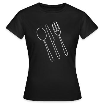 Couverts Fourchette Cuillère - T-shirt Femme - noir - Devant - AI Model Female 172 dark (172cm)