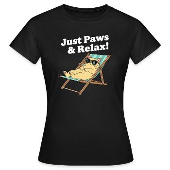 Chat relax dans une chaise longue - T-shirt Femme - noir - Devant - AI Model Female 172 dark (172cm)