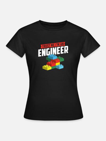Geloof me, ik ben een ingenieur Brick Builder Block Build - Vrouwen T-shirt - zwart