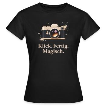 Klick Fertig Magisch Retro-kamera-enthusiasten - Frauen T-Shirt - Schwarz - Vorne - AI Model Female 172 dark (172cm)