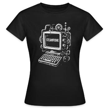 Steampunk Computer Getriebe - Frauen T-Shirt - Schwarz - Vorne - AI Model Female 172 dark (172cm)