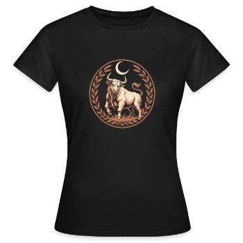Stier Sternzeichen Mond Lorbeer Kräftiger Taurus - Frauen T-Shirt - Schwarz - Vorne - AI Model Female 172 dark (172cm)