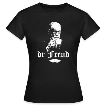 Portrait du Dr Freud à l’heure du thé - T-shirt Femme - noir - Devant - AI Model Female 172 dark (172cm)