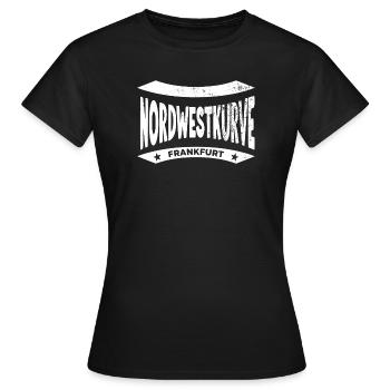 Frankfurt Nordwestkurve Stadion, Hoodie, weiß - Frauen T-Shirt - Schwarz - Vorne - AI Model Female 172 dark (172cm)