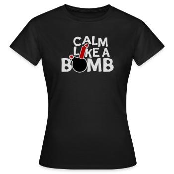 Calme comme une bombe Paradoxe Ironie Humour Blague explosive - T-shirt Femme - noir - Devant - AI Model Female 172 dark (172cm)