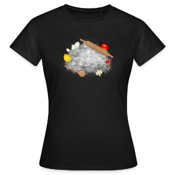 Mehl und Zutaten – stimmungsvolles Küchenmotiv - Frauen T-Shirt - Schwarz - Vorne - AI Model Female 172 dark (172cm)