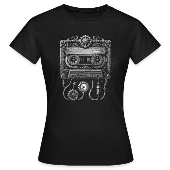 Steampunk Cassette Clockwork - Women's T-Shirt - black - Front - AI Model Female 172 dark (172cm)