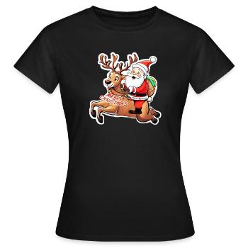 Babbo Natale - Weihnachtsmann Frohe Weihnachten - Frauen T-Shirt - Schwarz - Vorne - AI Model Female 172 dark (172cm)