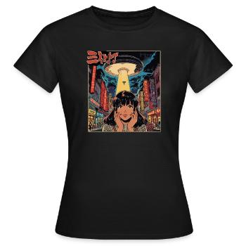 Manga OVNI Invasion Neon City - T-shirt Femme - noir - Devant - AI Model Female 172 dark (172cm)