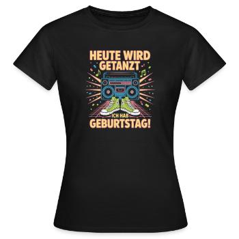 Geburtstagsbeat Boombox Funk - Frauen T-Shirt - Schwarz - Vorne - AI Model Female 172 dark (172cm)