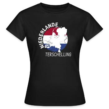 Terschelling - Frauen T-Shirt - Schwarz - Vorne - AI Model Female 172 dark (172cm)