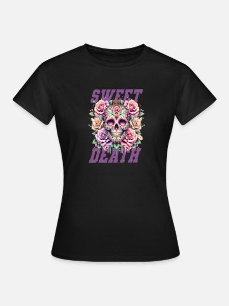 Blumen Schädel Schönheit Blühen - Frauen T-Shirt - Schwarz