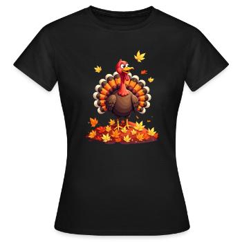 Thanksgiving Drôle Dinde de Thanksgiving - T-shirt Femme - noir - Devant - AI Model Female 172 dark (172cm)