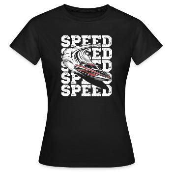  Geschwindigkeit Motorboot Abenteuer - Frauen T-Shirt - Schwarz - Vorne - AI Model Female 172 dark (172cm)