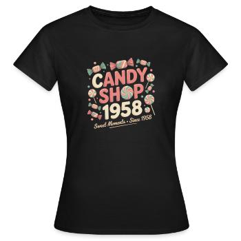 Confiserie Vintage Publicité - T-shirt Femme - noir - Devant - AI Model Female 172 dark (172cm)