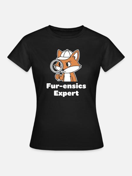 Fur-ensics Detektiv Fuchs - Frauen T-Shirt - Schwarz