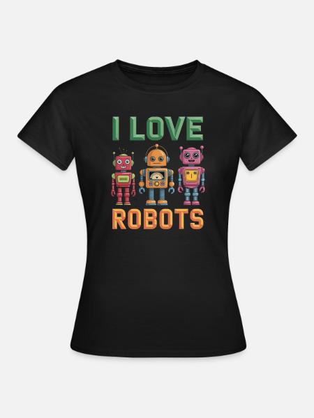 Retro Roboter - Frauen T-Shirt - Schwarz