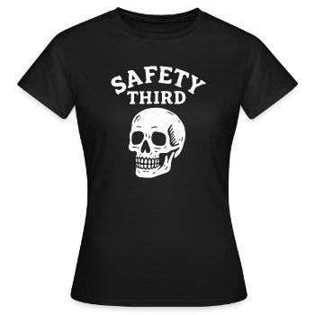Safety Third Skull Funny Safety Third - Women's T-Shirt - black - Front - AI Model Female 172 dark (172cm)