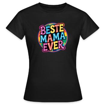 Beste Mama Ever - Bunte Retro Schrift - Frauen T-Shirt - Schwarz - Vorne - AI Model Female 172 dark (172cm)