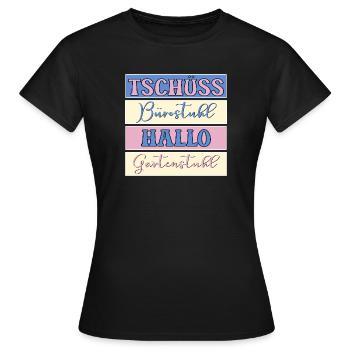 GOODBYE HELLO OFFICE GARDEN - Women's T-Shirt - black - Front - AI Model Female 172 dark (172cm)