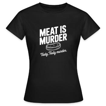 La viande, c’est un meurtre Savoureux Meurtre savoureux - T-shirt Femme - noir - Devant - AI Model Female 172 dark (172cm)