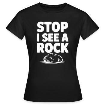 Stop I See a Rock - Women's T-Shirt - black - Front - AI Model Female 172 dark (172cm)